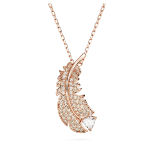 SWAROVSKI Luxury Nice rose gold feather white diamond pendant necklace S925 sterling silver womens fashion necklace