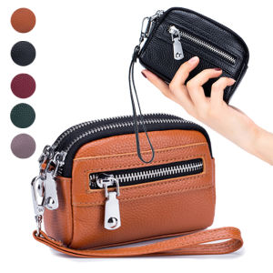 2021ใหม่ผู้หญิงกระเป๋าเหรียญขนาดเล็กหนังแท้ดั้งเดิมการ์ดผู้ถือเครื่องสําอางค์ลิปสติกหูฟังกระเป๋าเครื่องสําอางคู่ซิปกระเป๋าสตางค์
