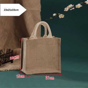Ready Stock Plain Simple Muji Style Japanese Jute Tote Bag Women Canvas Reusable Women Bag with Handle Recycle Bag Grocery Bag Shopping Student Study Bag Laptop Storage Lightweight Portable Tote Beg Hari Guru Hadiah Perempuan Custom Doorgift Goodies Event