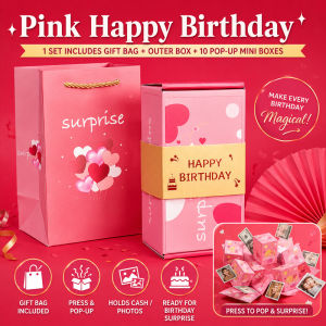 【24H】10 Pop Up Surprise Gift Box Money Photo Explosion Box Birthday Graduation Anniversary Gift Pink Blue