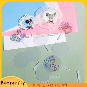 Butterfly 50Pcs 5cm Cute Mini Transparent Blank Fan Child Kids DIY Art Fan Wedding Birthday Party Favors Girlfriend Boyfriend Ideas Gift