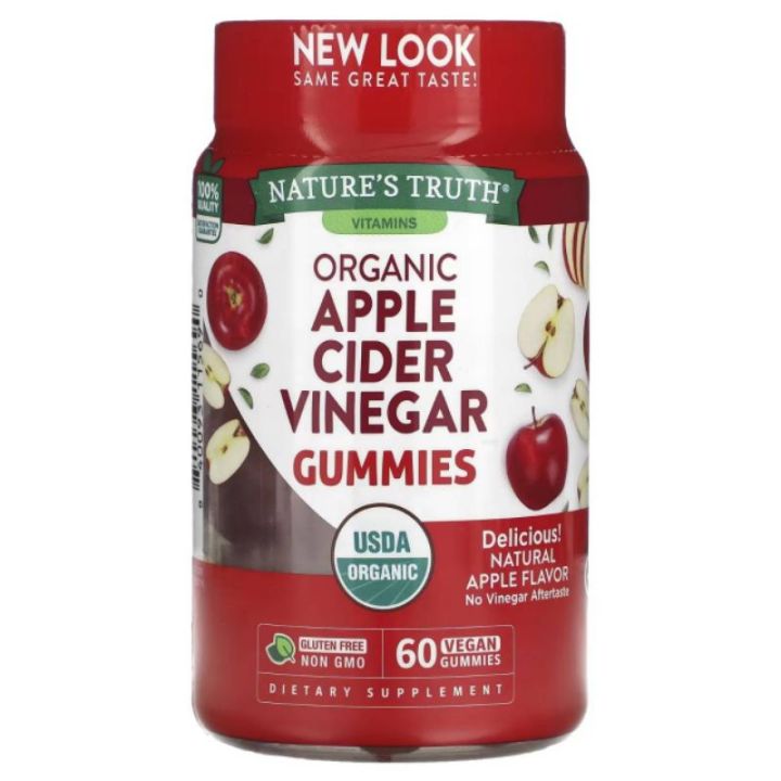 Natures Truth Organic Apple Cider Vinegar Natural Apple 60 Vegan Gummies Th 5630