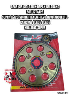 GIR GEAR GIGI SET TARIK DEPAN BELAKANG 50T-12T/428 SUPRA X 125 FIT NEW REVO KARISMA KUALITAS SUPER