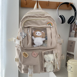 【with 4 free badges】 Korean Women High Student Backpack Original Large-capacity Schoolbag Girl Bagpack for School Bag