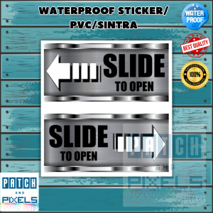 Modern Slide to Open Door Sticker/PVC/Sintra 3.5 x 7.5 inches - Waterproof (1set)
