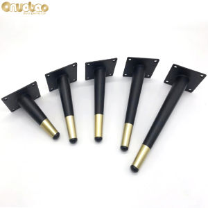 Onuobao rèn Iiron Đồ nội thất hình nón xiên Chân màu đen với vàng ống nghiêng Tủ kim loại Chân ghế sofa chịu lực cao Chân bàn bằng kim loại Chân nâng cao