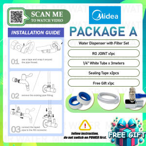 Penapis Air Midea Mild Alkaline Floorstanding Water Dispenser Hot Normal Cold 2382S With 4 Halal Water Filter - Compressor