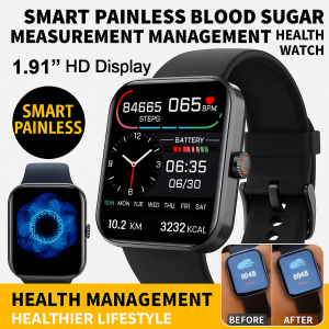 Smart Painless Blood Glucose Health Monitoring Watch Large Screen Real Time Tracking No Finger Prick Accurate Measurement Noninvasive Health Tracker