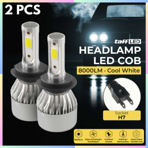 FAST DELIVERY TaffLED Lampu Mobil Depan Super Terang LED H7 COB Headlamp 8000LM Cool White 2 PCS