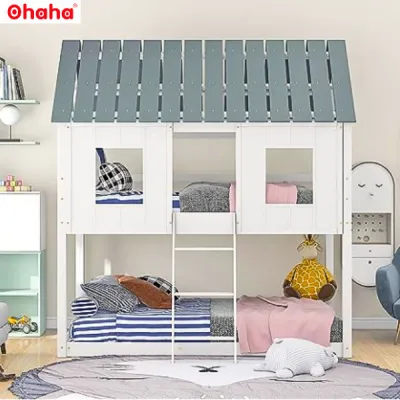 [ Freeship HCM ][ Trả góp 0%] [Có ảnh và video thực tế] GIƯỜNG TẦNG THÔNG MINH CAO CẤP KIỂU NGÔI NHÀ OHAHA - GTCC010