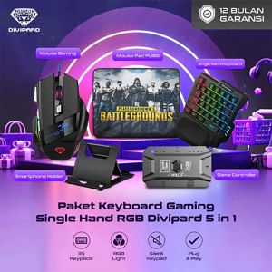 【Ready】5 In 1 Paket Keyboard Gaming Dan Mouse/Single Hand Gaming RGB Keyboard Dan Mouse PUBG Keyboard Gamin USB 5.0 Converter Wired Keyboard&Mouse To Wireless