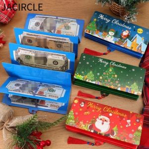 JACIRCLE Christmas Money Holder for Cash 10 Card Slots Foldable Red Envelope Xmas Surprise Money Gift Ideas