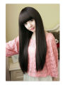 Wig Full Lace Sintesis Rambut Panjang Lurus Wanita Natural. 