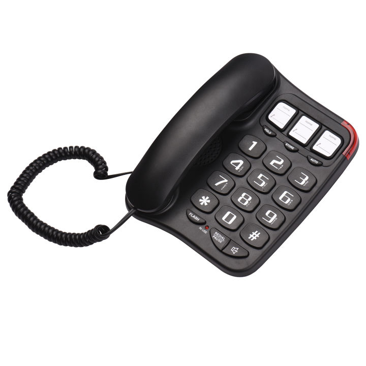 Black Corded Phone with Big Button Desk Phone Landline Phone Wall