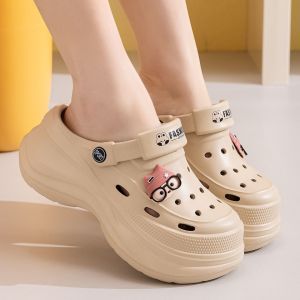[Free Shipping] WomenS EVA Non-Slip Cute New Style Soft-Soled Height-Increasing Ultra-Soft Thick-Soled Outdoor Beach Sandals Closed-Toe Slippers