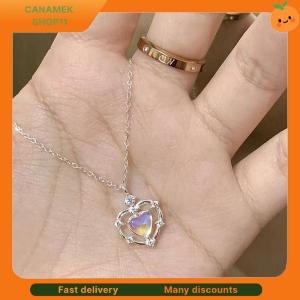 ❣️❣️❣️ Moonstone Neon Hollow Heart Necklaces Women Light Luxury Senior Design Sense Temperament Simple Necklace Party Jewelry Gift