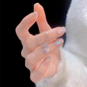 【ZP】 Cute Jewerry Pha Lê Zircon Bowknot Mặt Dây Chuyền Trái Tim Màu Hồng Trái Tim Phụ Nữ Cô Gái Thời Trang Thanh Lịch Xương Đòn Chuỗi Đối Với Phụ Nữ Đồ Trang Sức