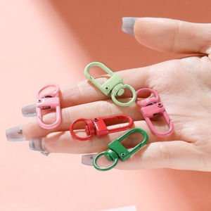 10PCS Zinc Alloy Keychain Doll Hanging Buckle DIY Accessories Candy Colored Keychain U-shaped Spring Buckle Accessories