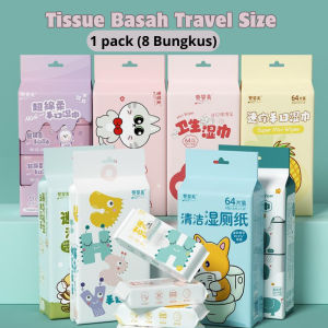 Tisu Basah Mini Karakter 2-Ply Travel Size - Paket Hemat 8 Bungkus