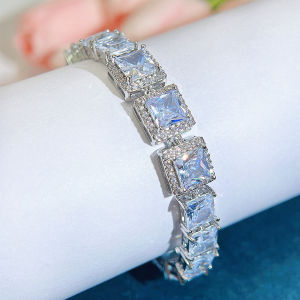 Sequito Phụ Nữ Tinh Tế Vòng Đeo Tay Pave Thiết Công Chúa Cắt Aaa đá Cubic Zirconia Tinh Tế Mặt Dây Chuyền Cổ Tay Trang Trí Cho Hàng Ngày trang SỨC TIỆC B338