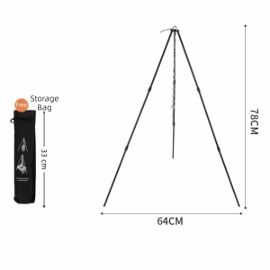 MEEU Portable Camping Tripod Detachable Adjustable Height Cooking Pot Tripod Camping Tools Lightweight Aluminum Alloy Tripod Outdoor Camping