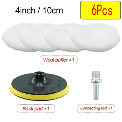 Bộ 6 Miếng Đánh Bóng Công Nghiệp – Đĩa Len Mút Sáp Dụng Cụ Chăm Sóc Sơn Xe Hơi