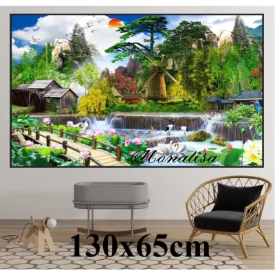 (XẢ KHO) Tranh thêu chữ thập phong cảnh thêu kín tuyệt đẹp MN0153 MN0154 MN0155 MN0160 MN0173 MN0160 MN0161 MN0155