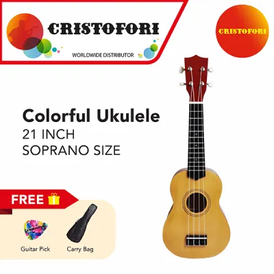 Soprano Colorful Ukulele (Color: Natural) With Carry Bag