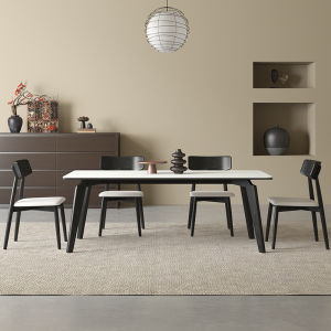 Solid Wood Slate Dining Table Chair Combination Small Apartment Household Waxwood Rectangular Dining Table