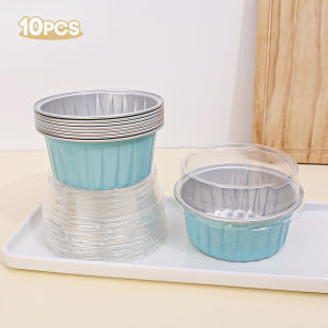 10PCS Reusable Aluminum Foil Tin Cup Pudding Cake Mold Air Fryer Tinfoil Box Small Baking Tray Tinfoil Cups Baking Pastry Tools