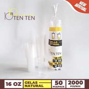 P2 JOLIE/Isi 50pcs/Gelas Plastik 10oz 12oz 16oz/Tebal Bahan PP