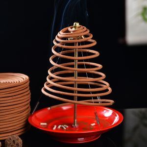Khay thắp nhang vòng 12h và 24h màu đỏ bóng