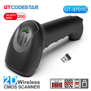 GTCODESTAR เครื่องสแกนเครื่องอ่านบาร์โค้ดมือถือแบบมีสาย1D 2D บาร์เครื่องสแกนรหัสไร้สาย2.4กรัมเครื่องอ่านบาร์โค้ด USB Qr เครื่องสแกนรหัสโลจิสติกส์เครื่องอ่านรหัสบาร์