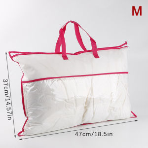 Christmas gift 【AYLMER】 Transparent Non-woven Pillow Packed Quilt Blanket Zipper Dustproof Storage Bag Household Organizer Bag Tote Bag Various Sizes