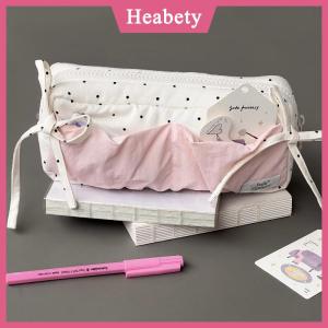 Heabety Dễ thương Polka Dot Bow bút chì trường hợp màu trắng với màu hồng phụ kiện công suất lớn dây kéo bút chì Túi sinh viên văn phòng phẩm đồ dùng học tập