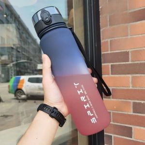 YUNLILI PC 1 Liter Sports Water Bottle Large Capacity Gradient Color Large Capacity Sports Kettle Beautiful 500/800/1000ml Leak Proof Colorful Plastic Cup
