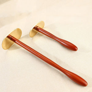 Solid Brass Gua Sha Tool Long Handle Body Scraper Self Back Gua Sha Board Tai Chi Shape Meridian Unblocking Acupressure Massage Tool