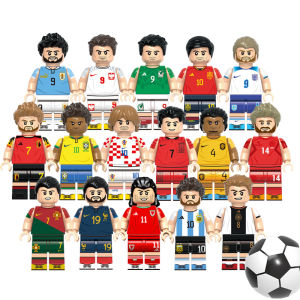 Mini Football Star Players Figures Lewandowski Messi Footballer Building Blocks Toys