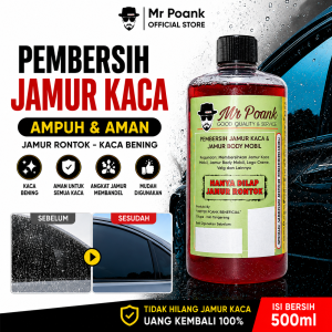Pembersih Jamur Kaca Mobil Motor 500ml | Penghilang Jamur Kaca Banded & Kerak Body Mobil | Pembersih Kaca Mobil Ampuh + Bonus Pad Sarung Tangan Microfiber