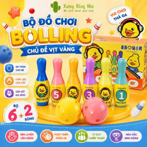 Bộ đồ chơi Bolling chủ đề vịt vàng cho bé gồm 6 chai bolling và 2 bóng ném Xương Rồng Nhỏ