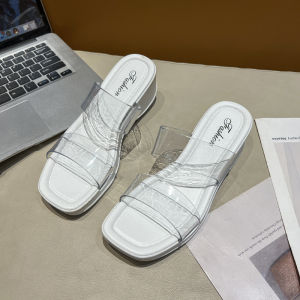[Free Shipping] Transparent Strap Sandals For Women Fashionable Summer Wedge-Heeled Platform Sandals Thick-Soled Outdoor Sandals One-Strap Beach Sandals For Women