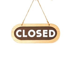 FOUNDTWO OPEN/CLOZED Double Sided Door Sign Wooden Rope Hanging Door Hanging Tag Practical Smooth Surface Store Closed Board Shop Use