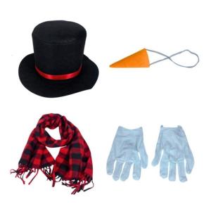 4 Pcs Snowman Costume Kits Winter Frosty Snowman Costume Hat Scarf Nose Gloves Christmas Snowman Costume Accessories