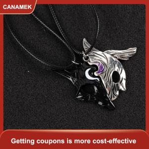 【CANAMEK】 1 cặp League of Legends phong cách cừu và sói mặt dây chuyền vòng cổ bí ẩn nối mặt dây chuyền trang sức không đối xứng cừu sói mặt dây chuyền cá nhân mặt nạ động vật hai màu vòng cổ xu hướng thời trang trang sức cá tính quà tặng sáng tạo
