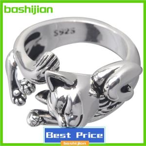 bashijian Cổ Điển Dễ Thương Mèo Nhẫn Phụ Nữ Đồ Trang Sức Hợp Thời Trang Có Thể Điều Chỉnh Vòng Món Quà Đảng Phụ Kiện