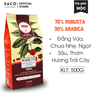 500g Cafe hạt nguyên chất Robusta Mix Arabica (70%- 30%) rang mộc vị đắng dịu ngọt hậu thơm cực sâu Gu Việt Saco coffee