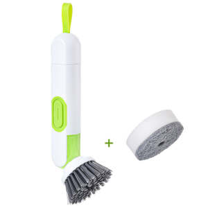 【Malaysia Stock】Multi-functional kitchen Liquid-filled Cleaning Brush kitchen cleaning brush Powerful Stain Remover Pot Cleaning Brush Kitchen Supplies  Washing Up Brushes With Liquid Dispenser Two Replacement Heads For Kitchen Cleaning Brush Gadget 清洁刷