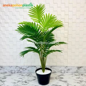 Pohon Daun Palem Kelapa Hijau X18 Semilatex Artificial Pot Dasar Hitam Plastik Dekorasi Ruangan Aesthetic