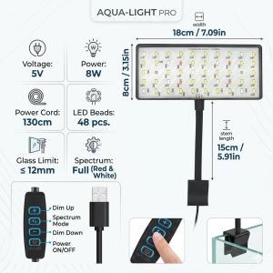 SG READY STOCK l USB Aquarium LED 3 MODE Light Full Spectrum Aquatic Plant Grow Light
