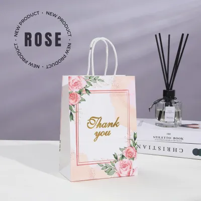 Thank You Gold Paper Bag with handle Elegant Gift Packaging Wedding Birthday Baby Party goodies Door Gift (Beg Kertas)